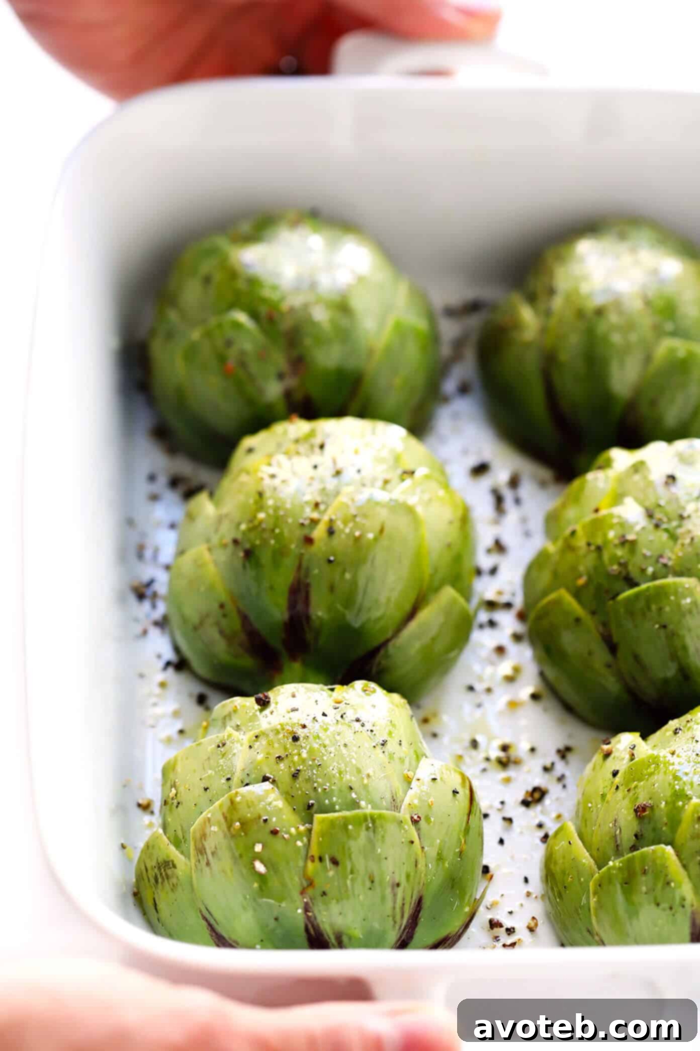 Perfectly Roasted Artichokes Ready to Be Served