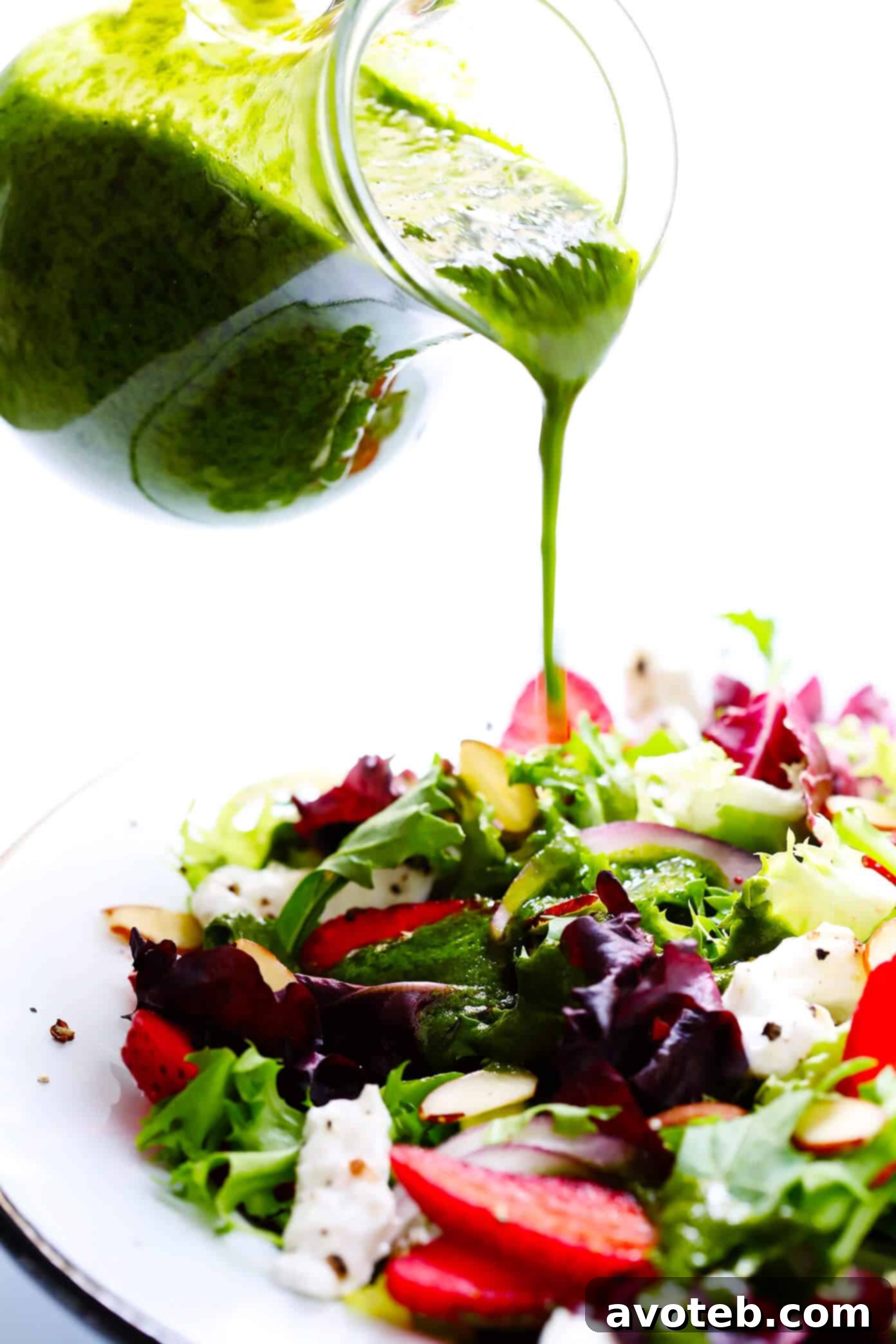 Strawberry Burrata Salad with Basil Vinaigrette Drizzle
