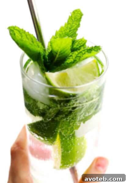 Honey Mojito Cocktail in a tall glass