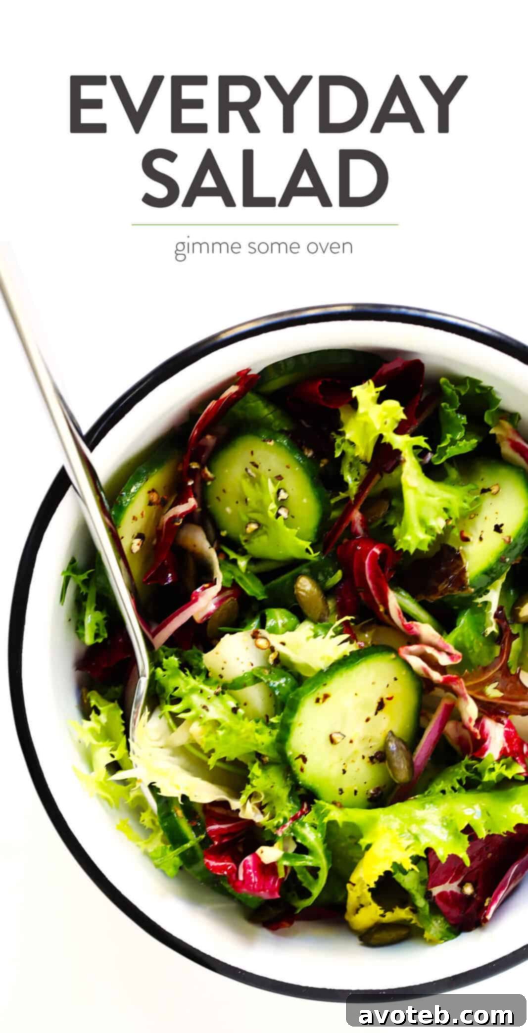 Our Everyday Salad, a fresh and easy recipe from Gimme Some Oven, beautifully presented.