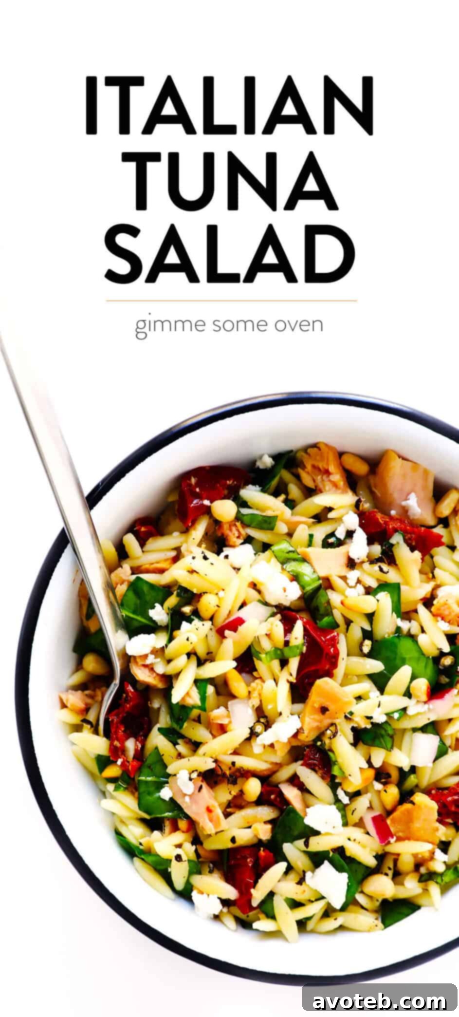 Italian Pasta Salad Recipe with Tuna and fresh ingredients, vibrant and healthy.