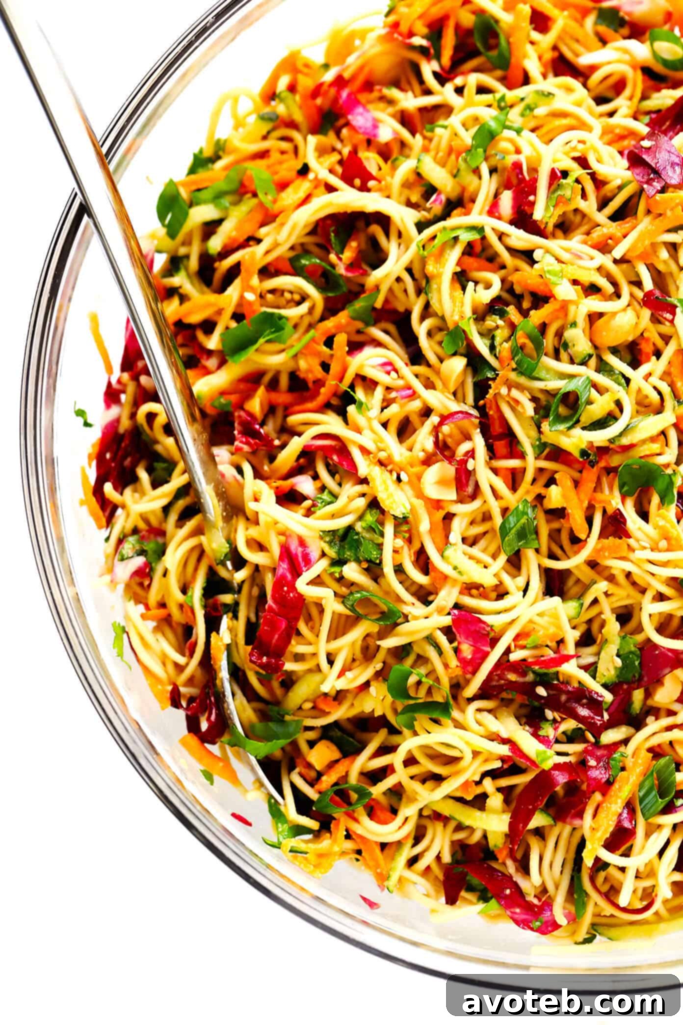 Fresh Cold Peanut Sesame Noodles Recipe with vibrant vegetables