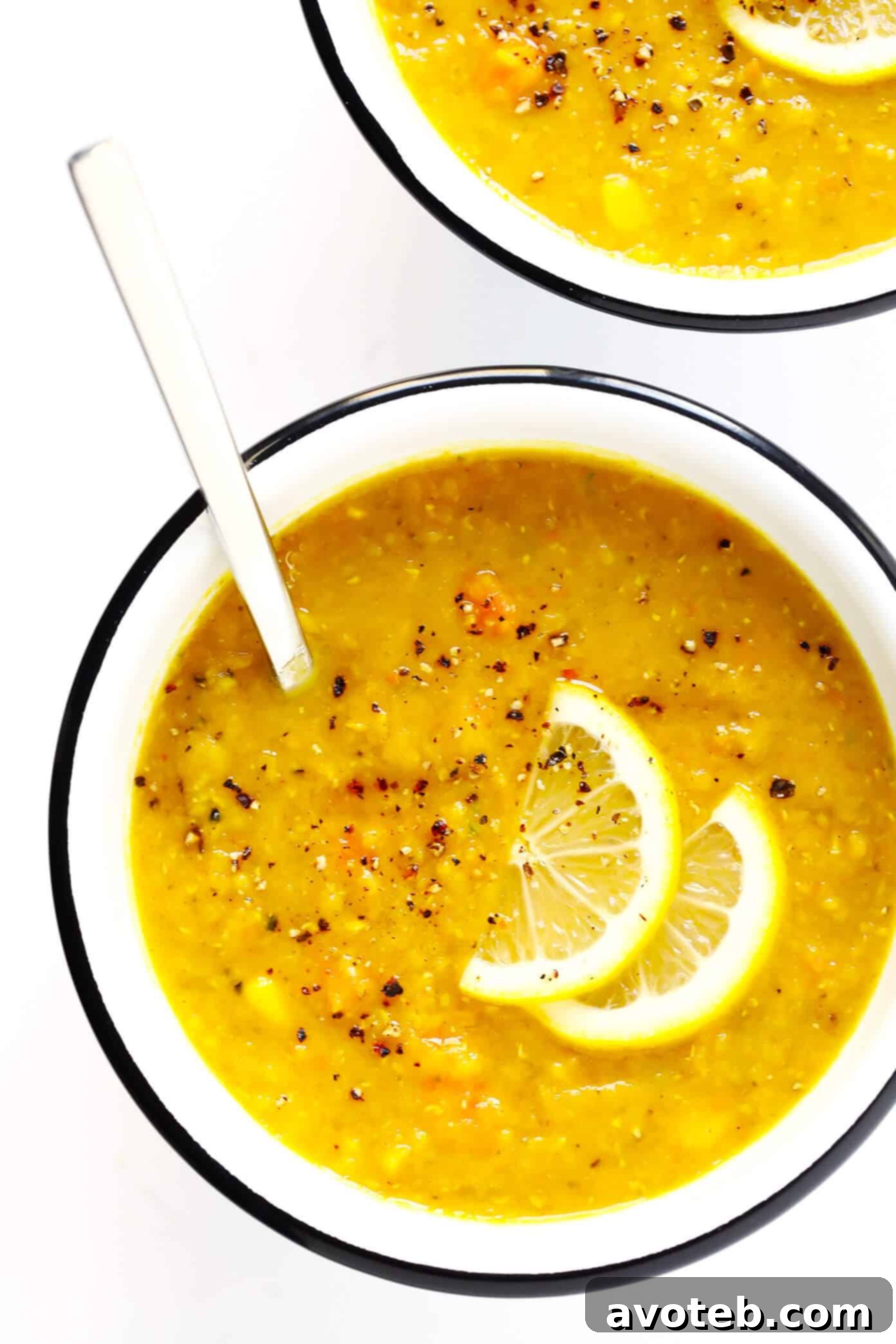 Lemony Lentil Soup: A healthy, vegan, and gluten-free lentil soup recipe bursting with fresh lemon flavor. Easy to make in Instant Pot, Slow Cooker, or stovetop for a quick, delicious vegetarian dinner.