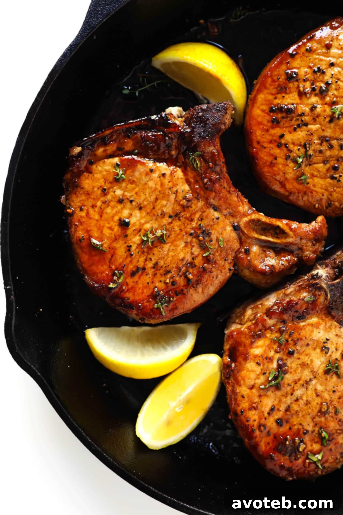 The BEST Baked Pork Chops recipe! It's quick and easy to make, totally customizable with your favorite seasonings, and perfectly seared on the outside and tender and juicy on the inside. | Gimme Some Oven #pork #baked #oven #dinner #glutenfree #meat How To Make Baked Pork Chops with roasted vegetables