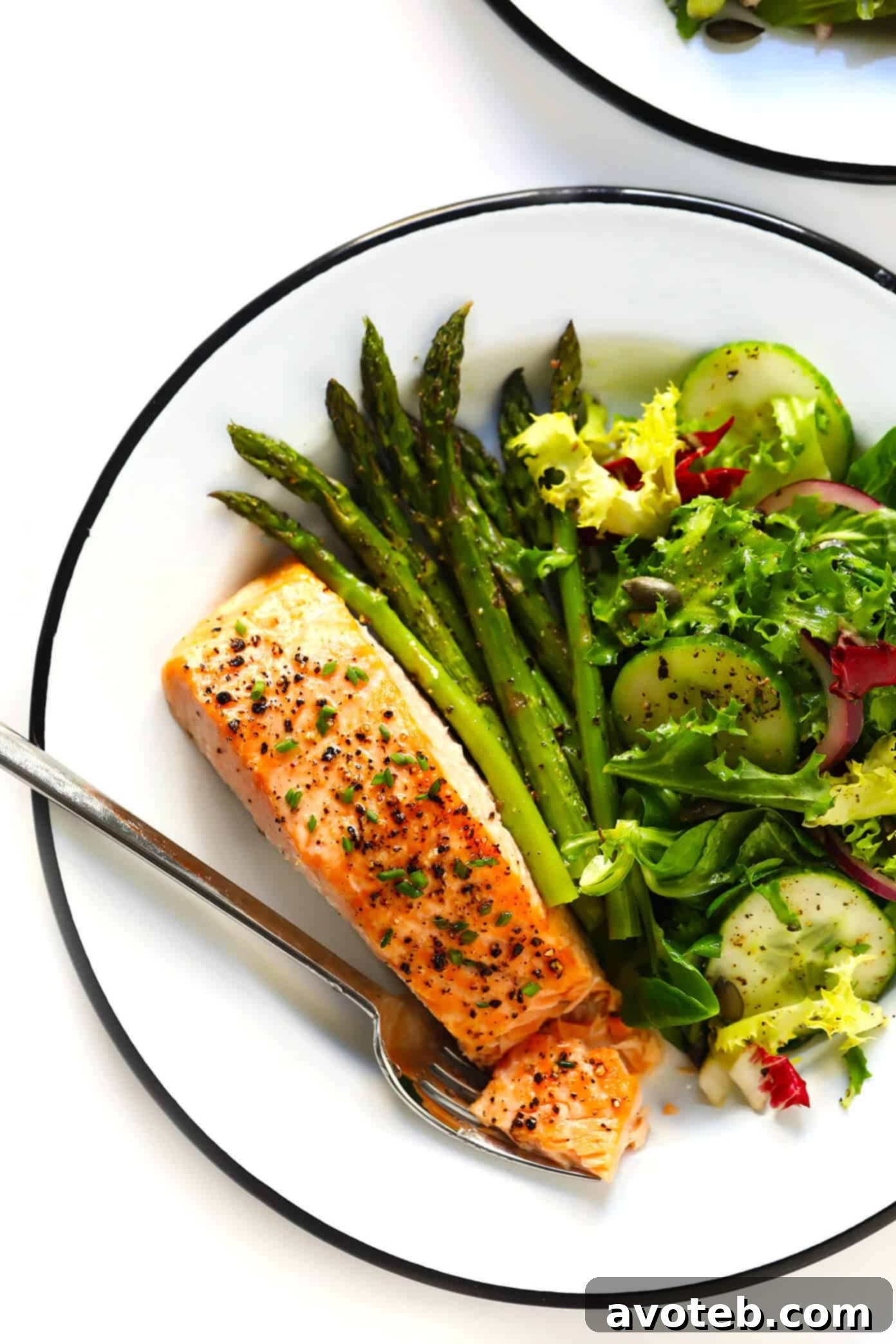 Baked Salmon Recipe with Roasted Asparagus and Everyday Salad