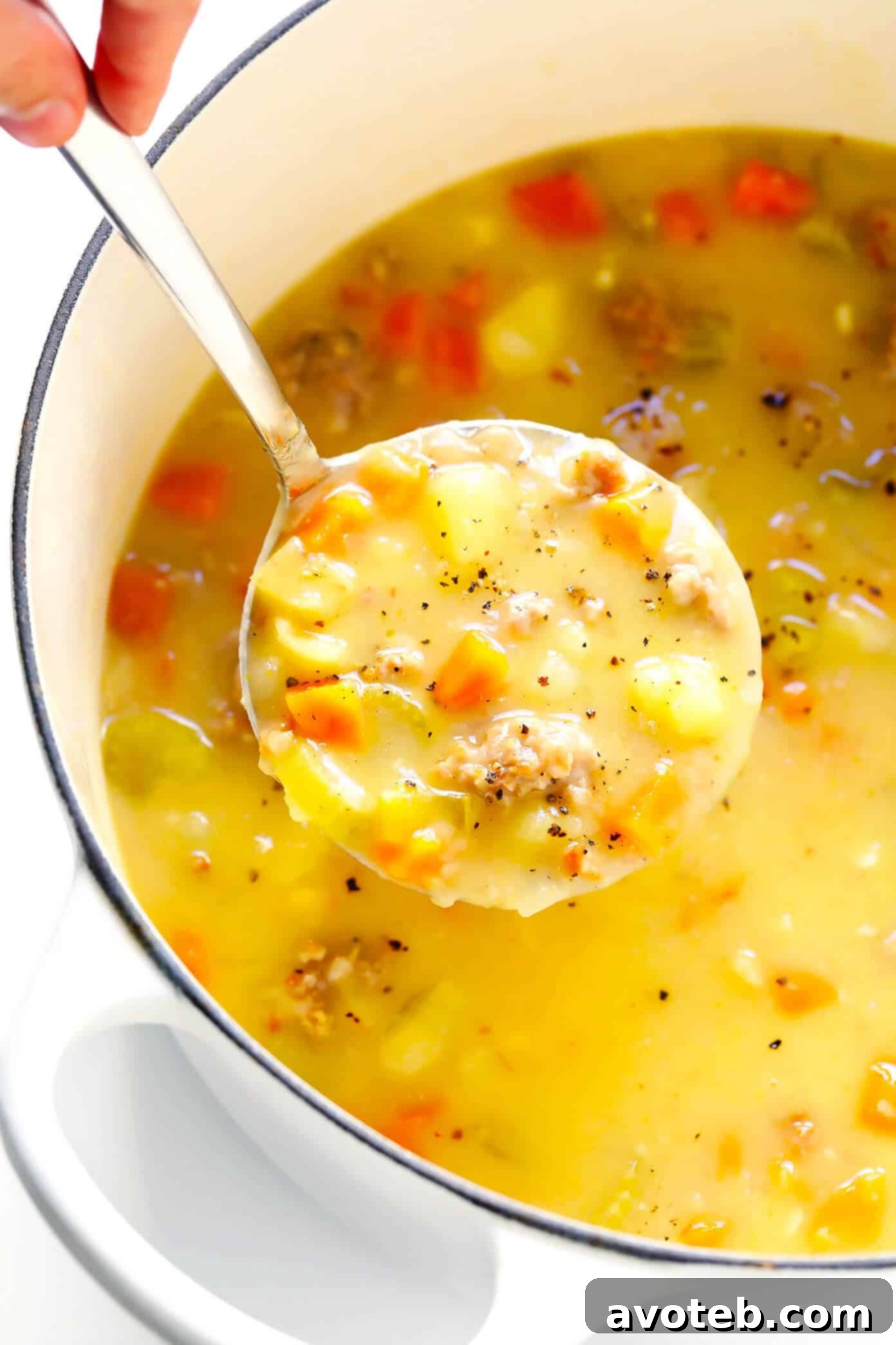Lightened-Up Turkey Cheeseburger Soup Recipe