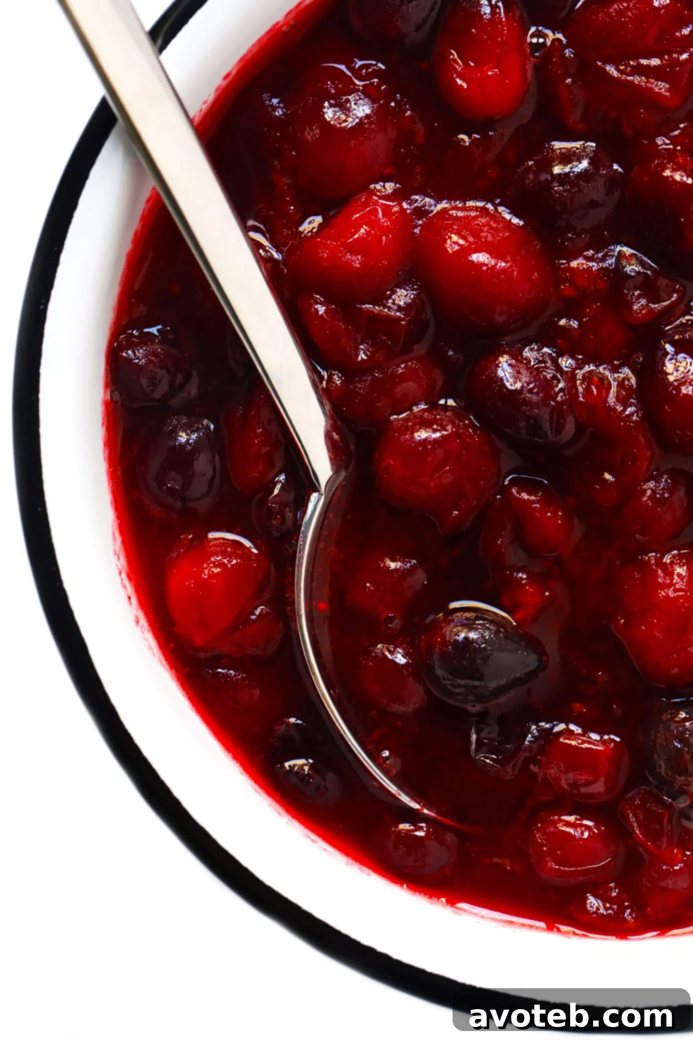 Vegan Cranberry Sauce Recipe in a small white bowl