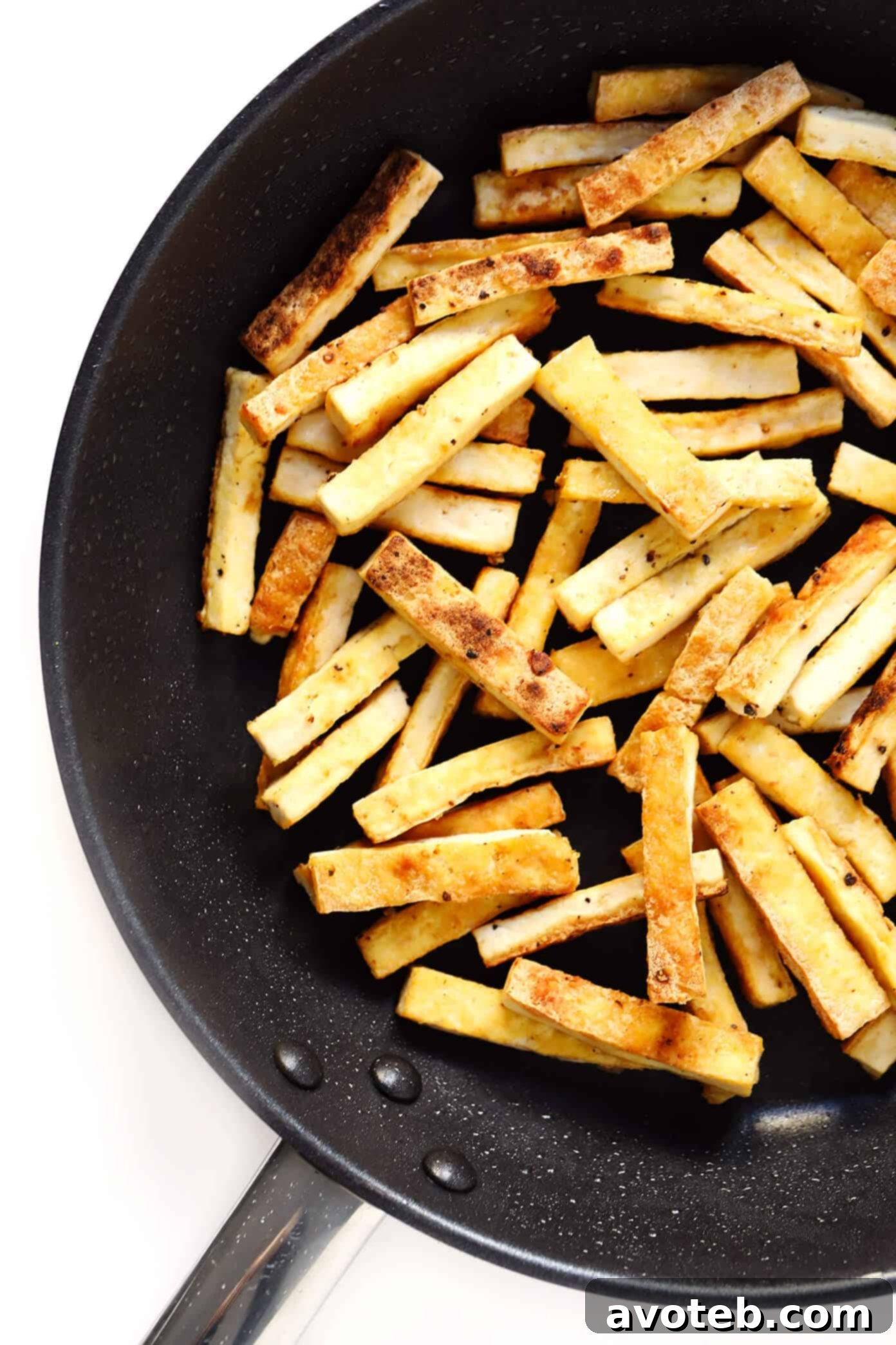 Crispy Tofu for Vegetarian Moo Shu Recipe - Golden-brown, perfectly textured tofu adds substance and crunch to this stir-fry.
