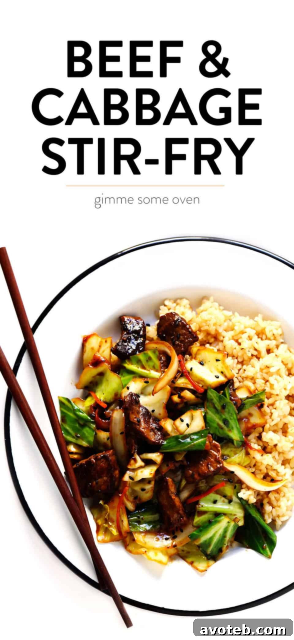 Sesame Beef and Cabbage Stir Fry with brown rice in individual meal prep containers