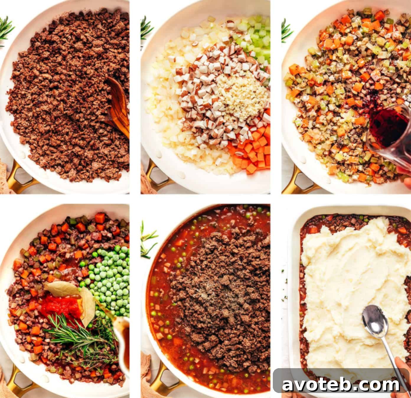 Golden Crowned Comfort Bake 4 Ingredients for Shepherd's Pie laid out on a kitchen counter
