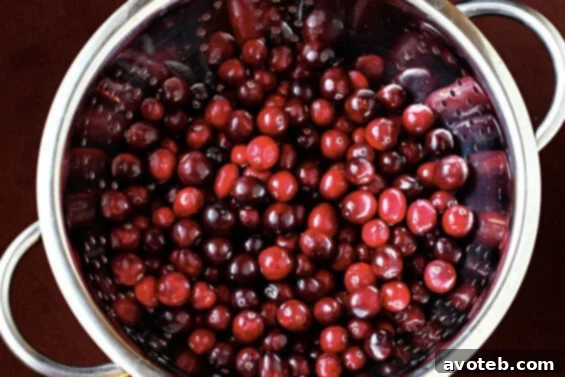 Fresh Cranberries for Holiday Sauce Close-up of fresh, ripe cranberries, the key ingredient for a delicious homemade sauce.
