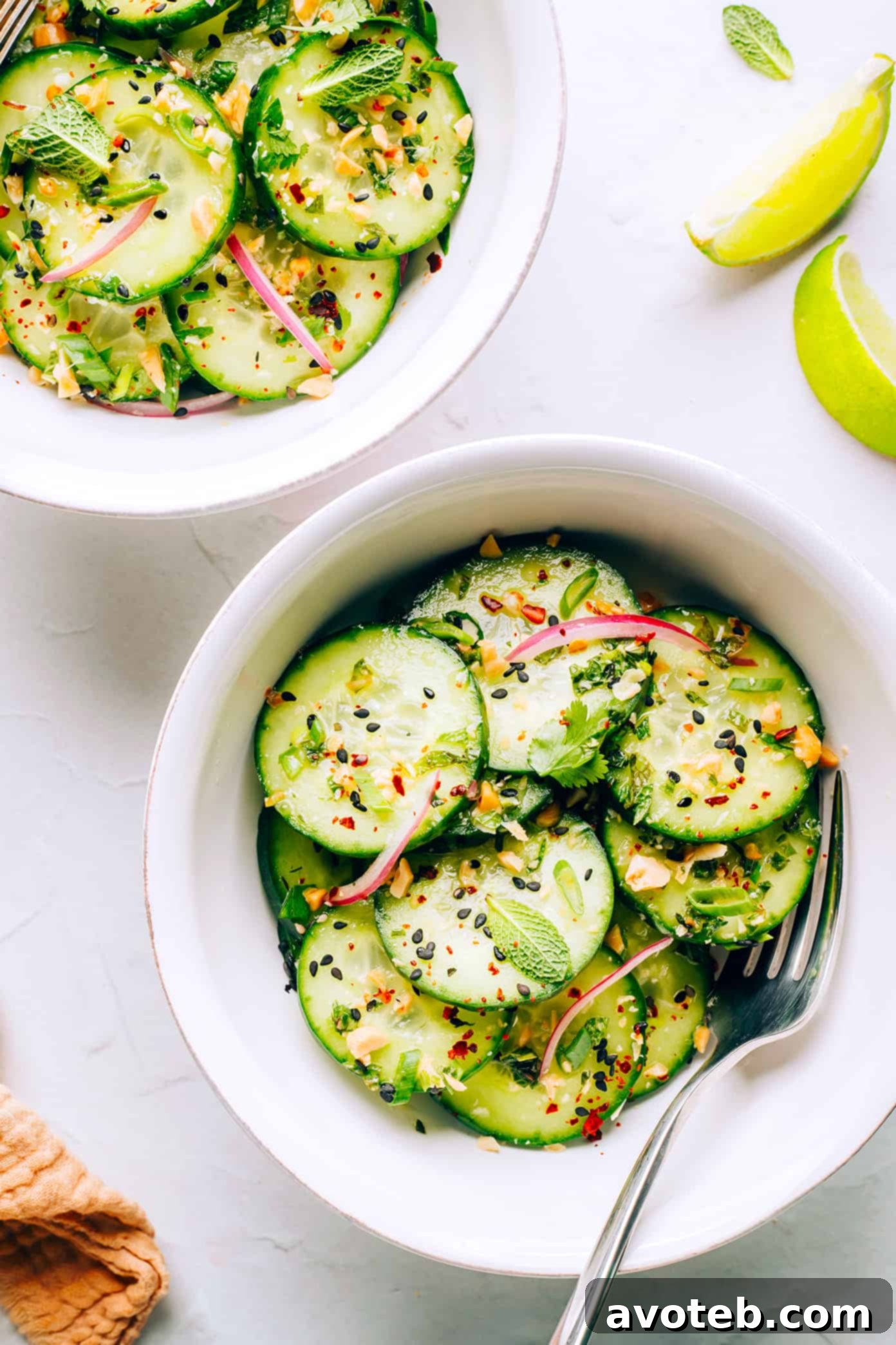 Thai Cucumber Salad in Elegant Serving Bowls