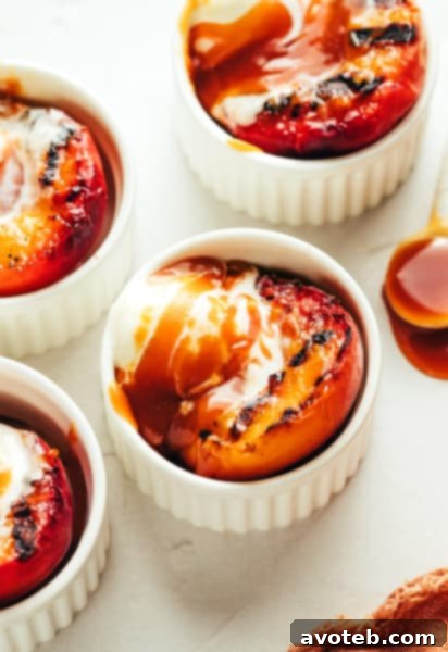 Grilled Peaches with Bourbon Caramel Sauce