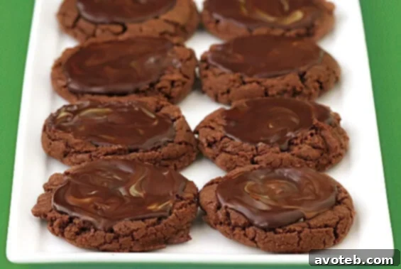 Delicious Chocolate Mint Puddles cookies with melted Andes mints on top, perfect for a sweet treat.