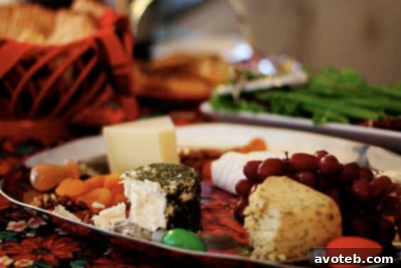 A delectable assortment of appetizers, beautifully presented and ready to be enjoyed at the Kansas City food bloggers' cookie exchange.