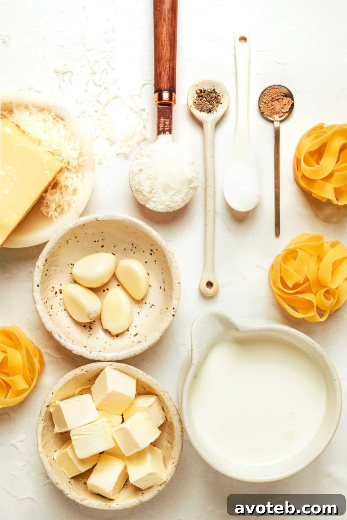 Delicious Homemade Alfredo Sauce with ingredients