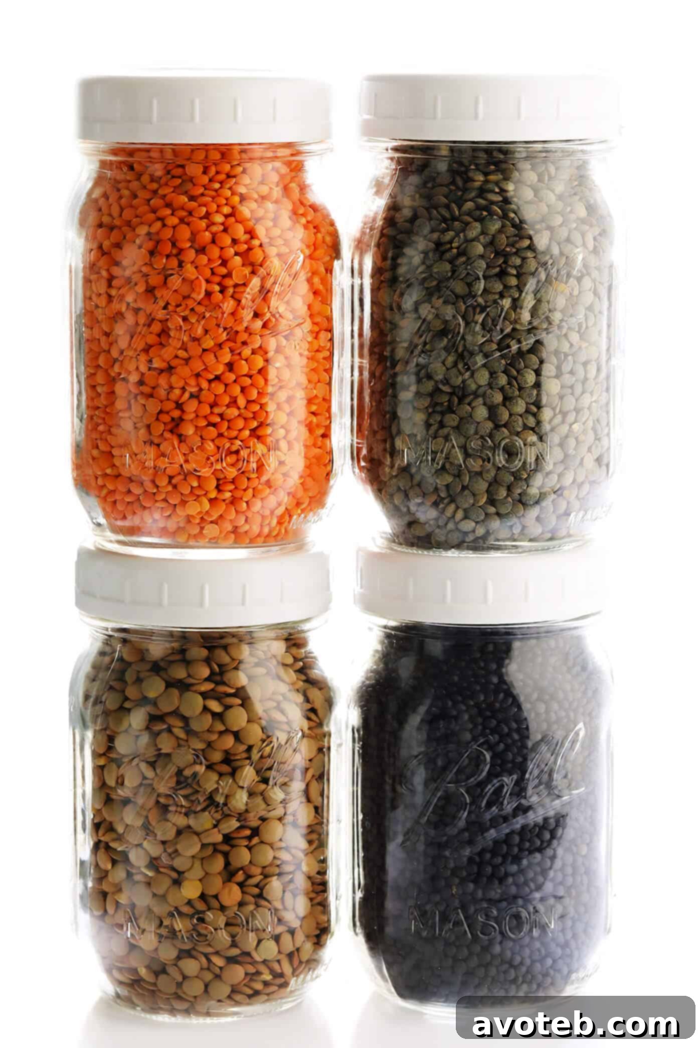 Different Types Of Lentils (Red Lentils, French Lentils, Brown Lentils, Black Lentils)