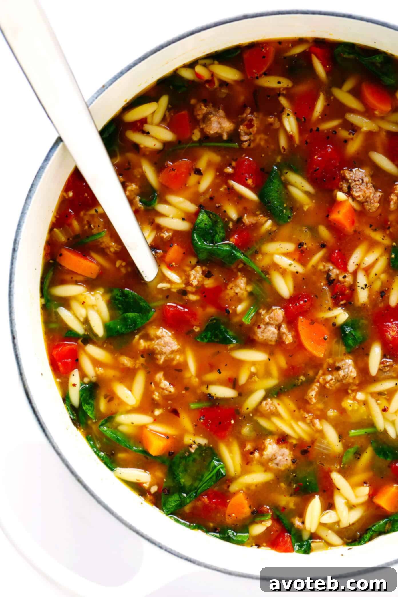 Hearty Italian Sausage and Orzo Soup Recipe - A comforting, easy-to-make dinner with savory sausage, tender orzo pasta, fresh vegetables, and a zesty tomato-herb broth. Perfect for cozy evenings and meal prep.