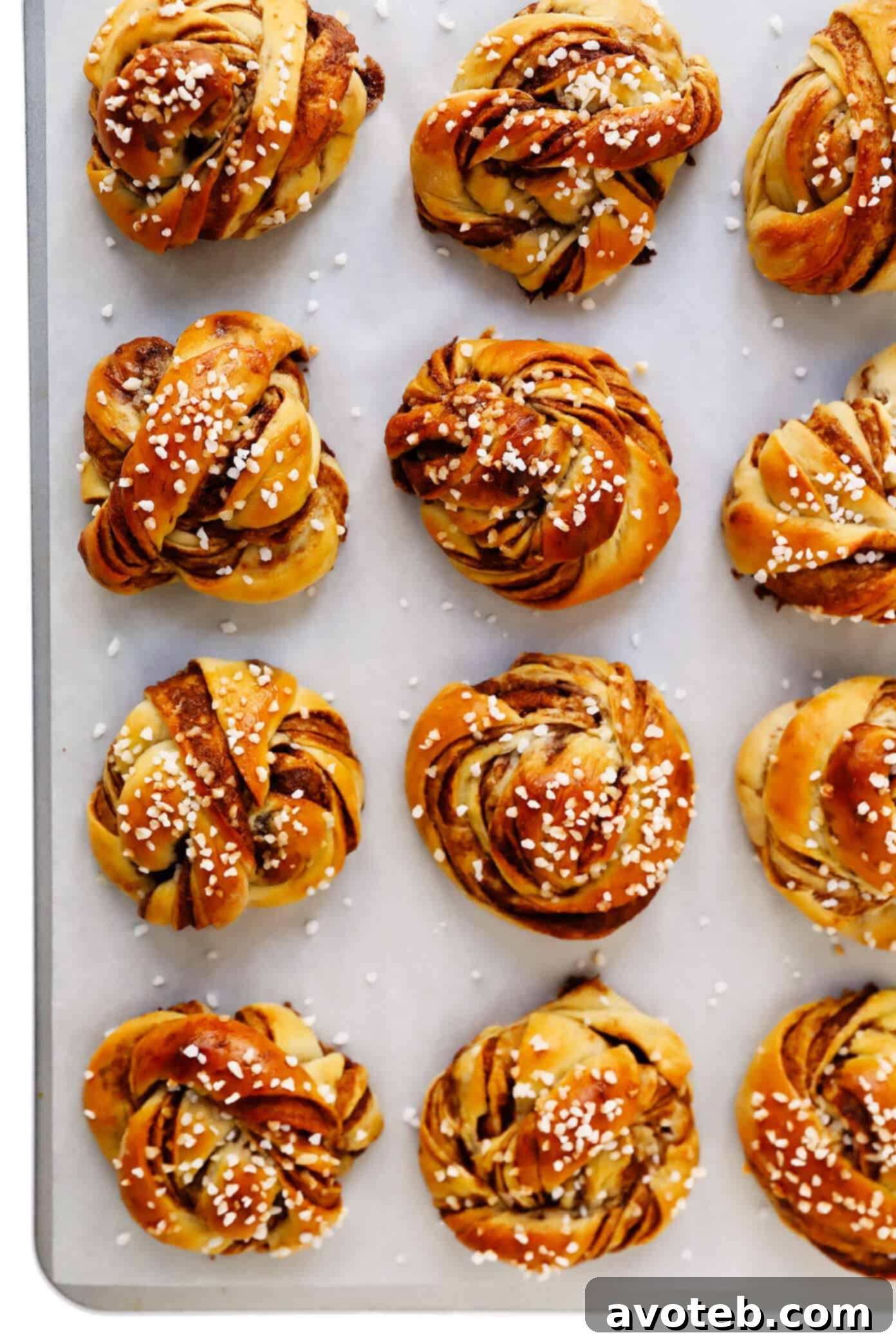 Traditional Swedish Kanelbullar (Cinnamon Buns) with Pearl Sugar