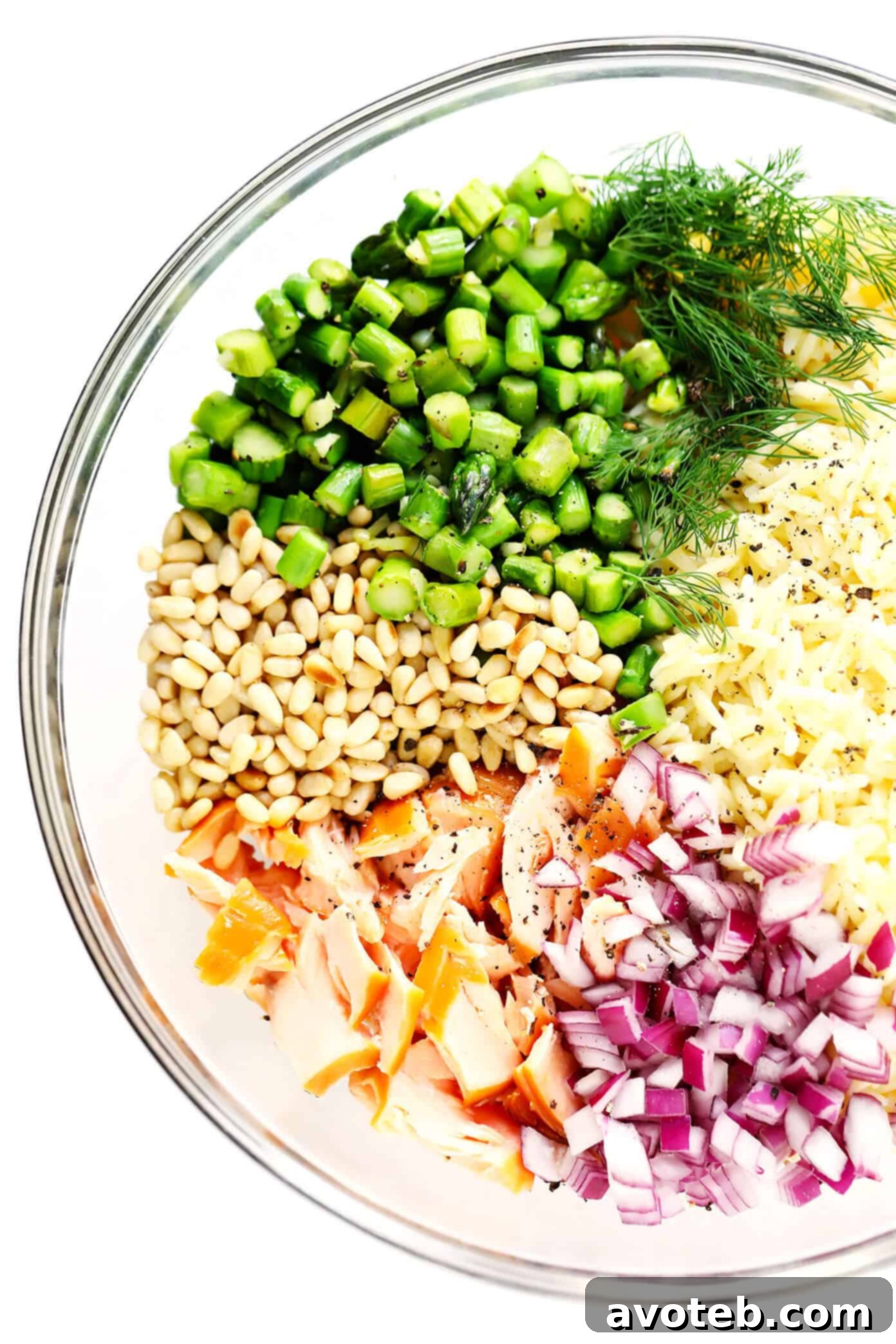 Ingredients for Salmon Asparagus Orzo Salad