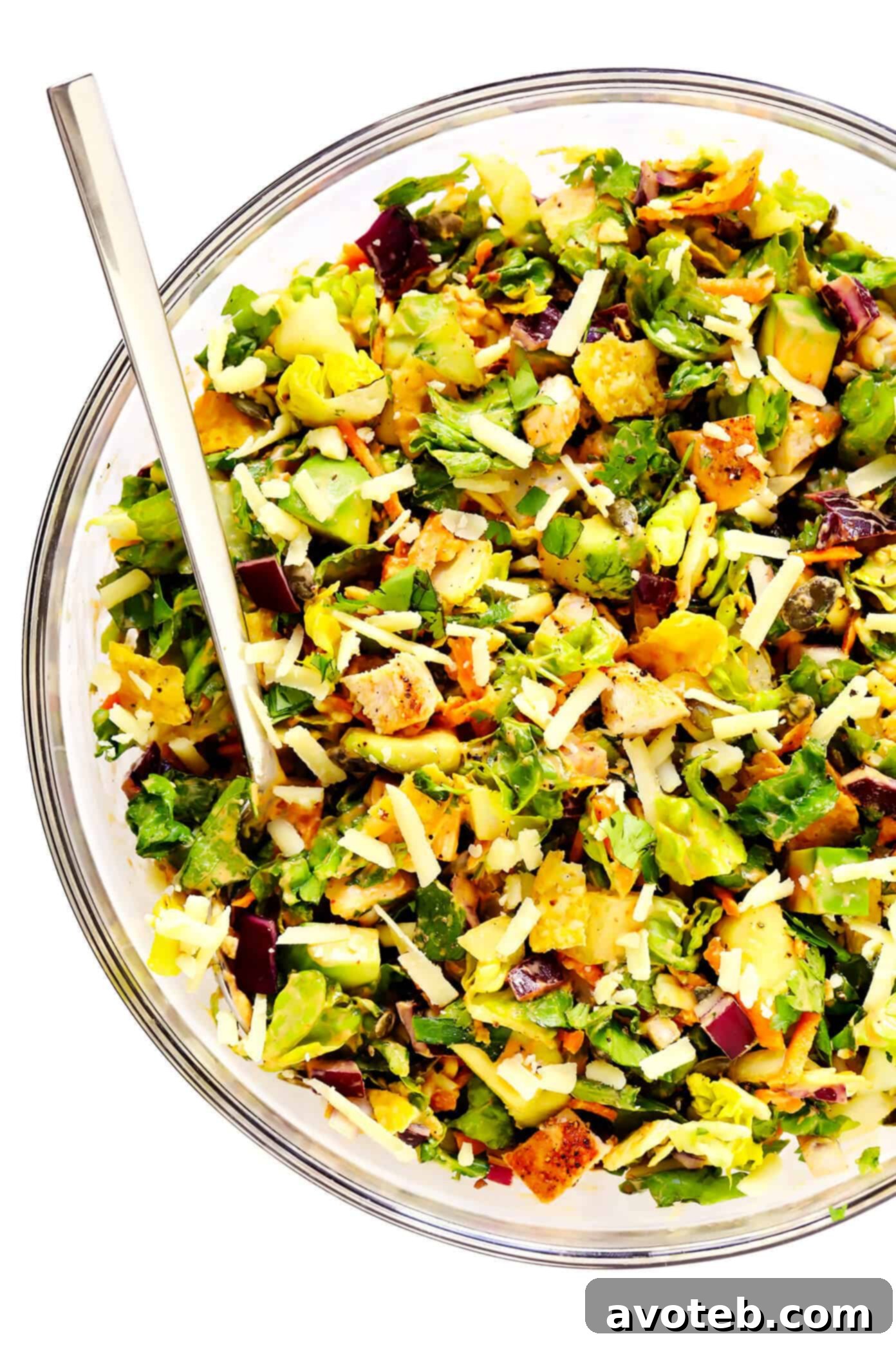 Chipotle Chicken Chopped Salad in Mixing Bowl, ready to be tossed.