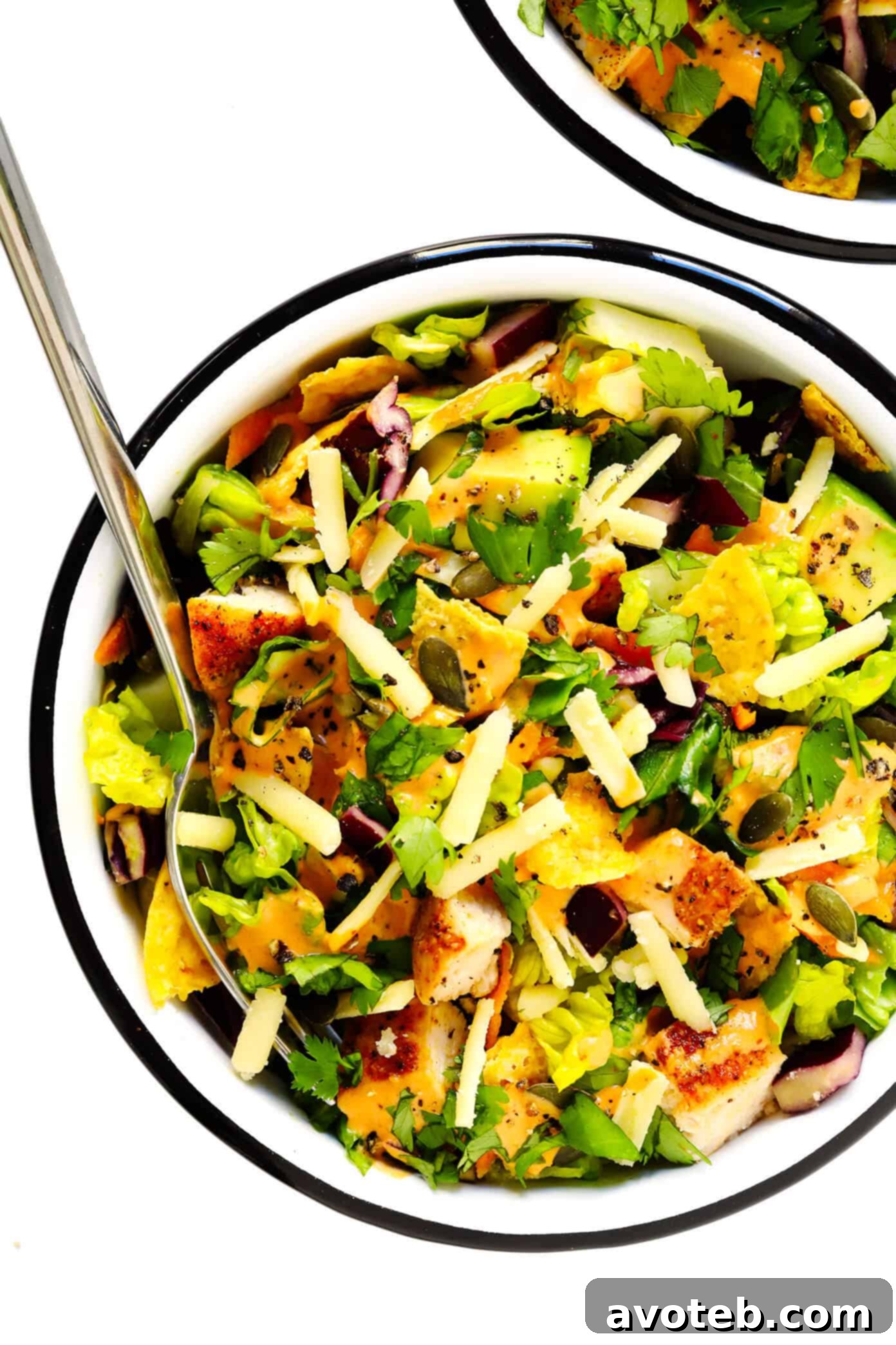 Chipotle Salad in Serving Bowls, perfectly garnished.