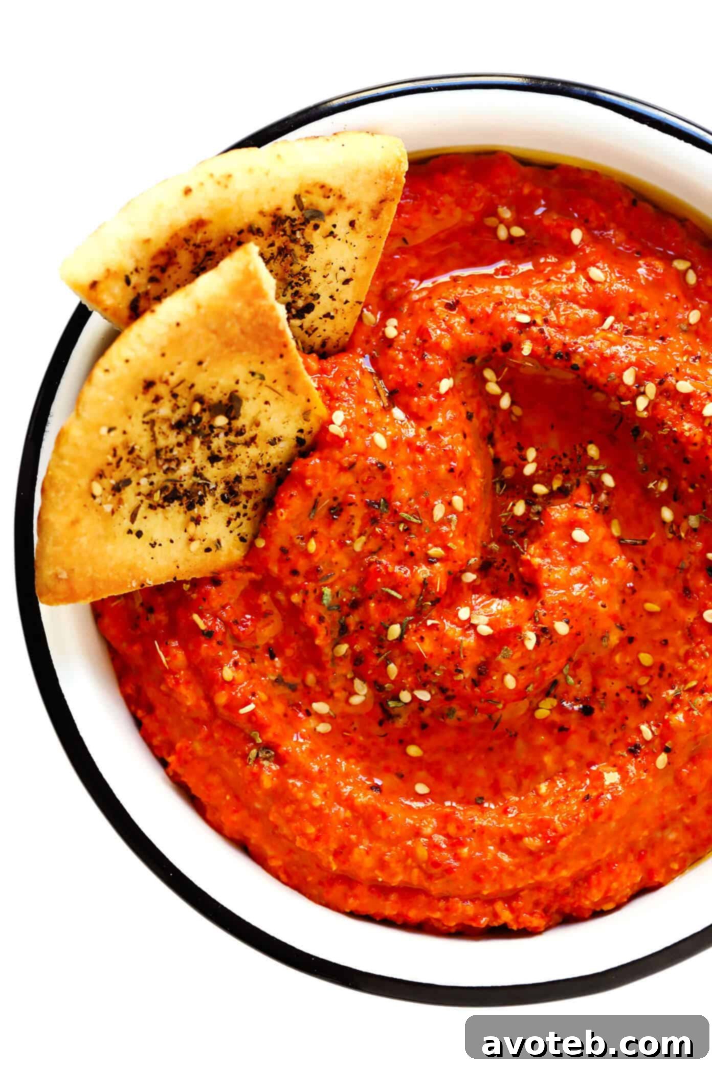 Muhammara Dip Served with Warm Pita Bread
