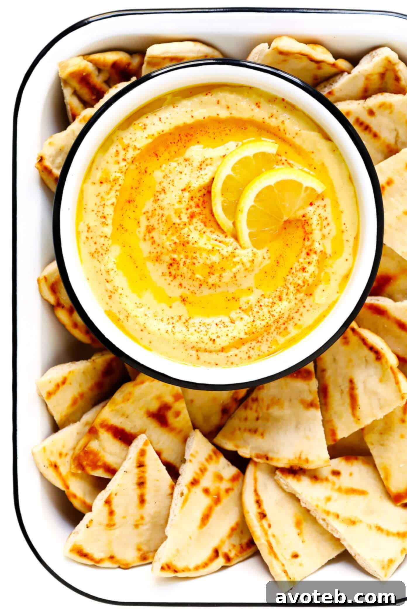 Greek Fava Dip served with warm pita bread.