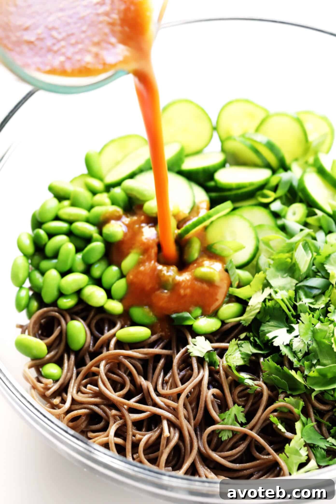 Soba Noodle Salad with Peanut Sauce Drizzled In