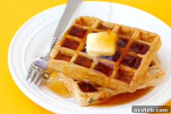 Zucchini Waffles - healthy, moist, and delicious breakfast recipe.