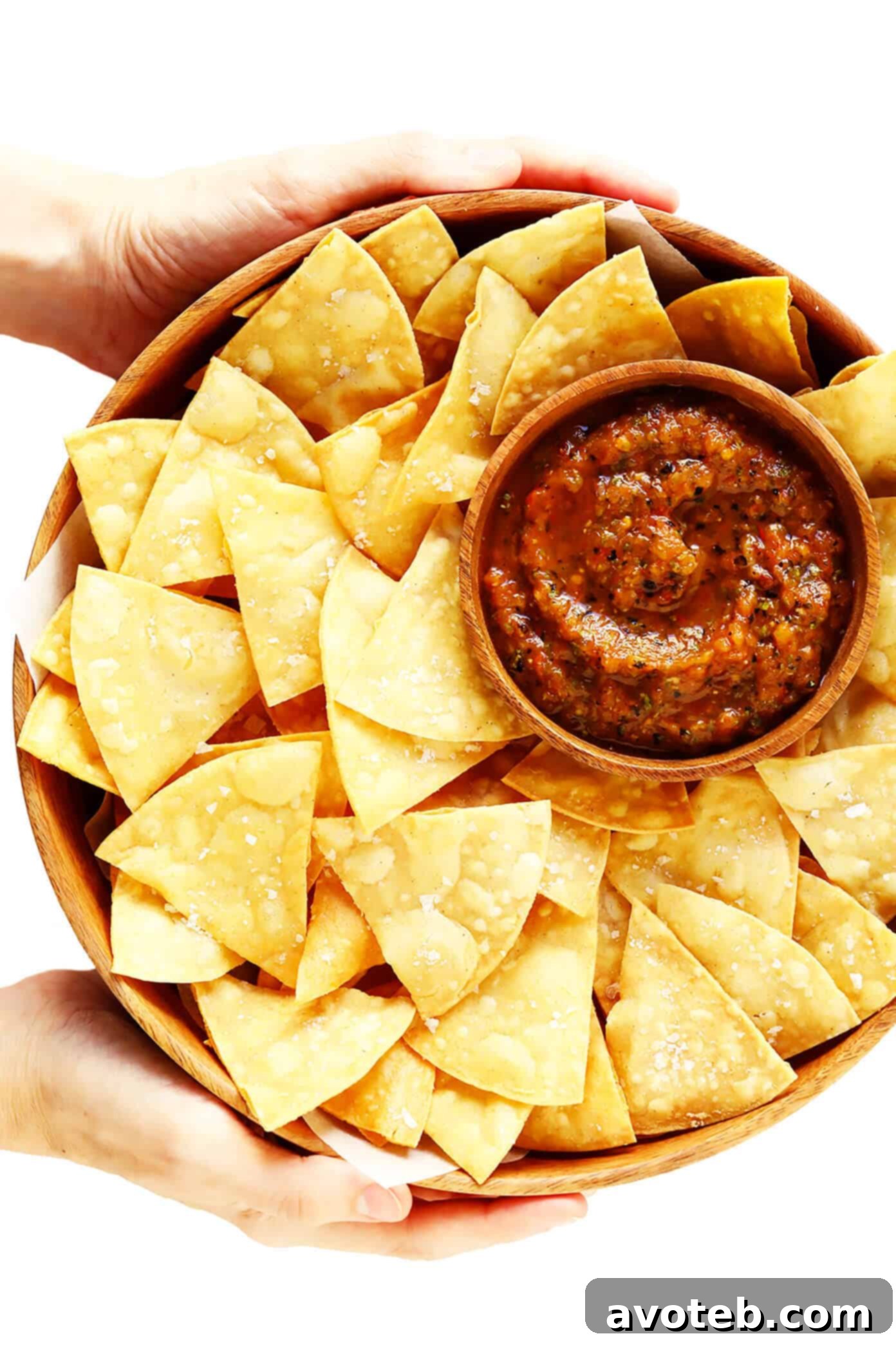 Homemade Tortilla Chips with Roasted Tomato Salsa