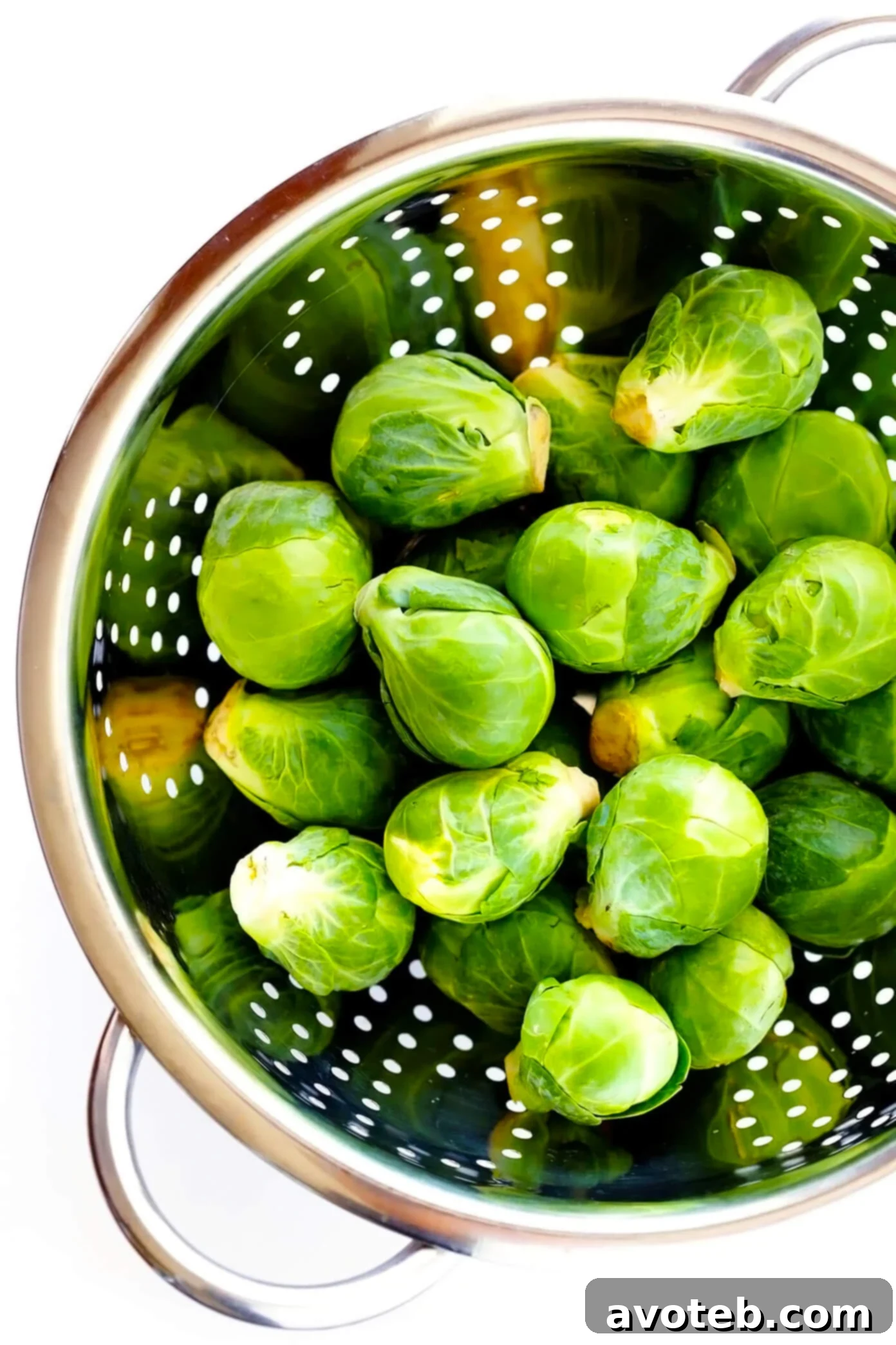 Bowl of fresh Brussels sprouts ready for preparation