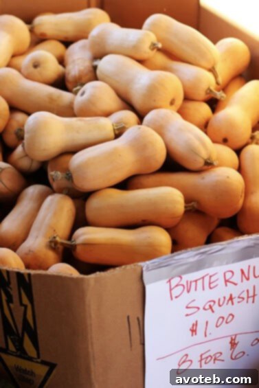 Assortment of colorful and fresh butternut squash A vibrant display of various winter squash, including butternut squash