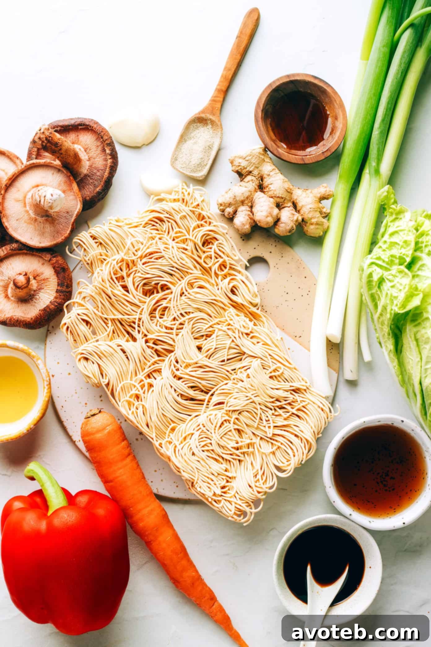 This Chinese-inspired chow mein recipe is easy to whip up in just 25 minutes and tossed with a delicious stir-fry sauce. Feel free to add beef, chicken, pork, shrimp, tofu, or any other extra veggies you might like too! | gimmesomeoven.com Chow mein ingredients