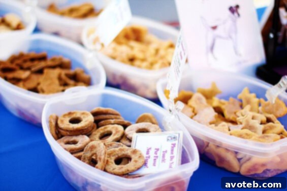 Homemade dog treats displayed at a market stall, catering to furry companions and highlighting the market's inclusive atmosphere.