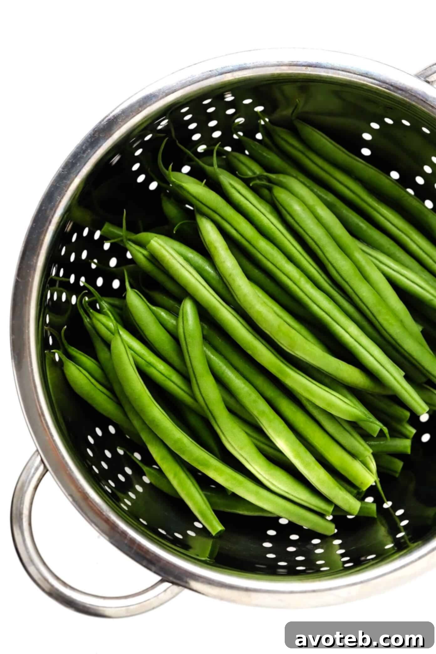 Fresh Green Beans in a Strainer