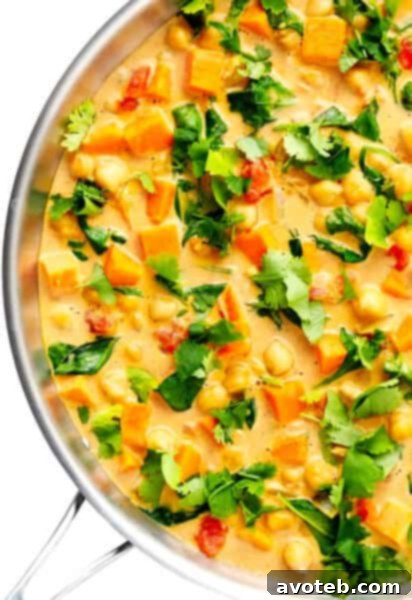Sweet Potato Chickpea Coconut Curry in Saute Pan