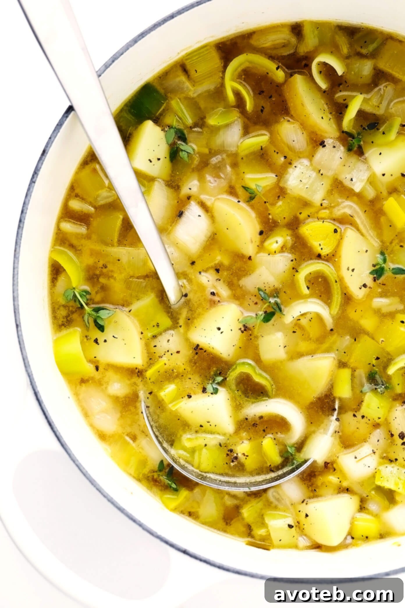 Rustic Potato Leek Soup in Stockpot
