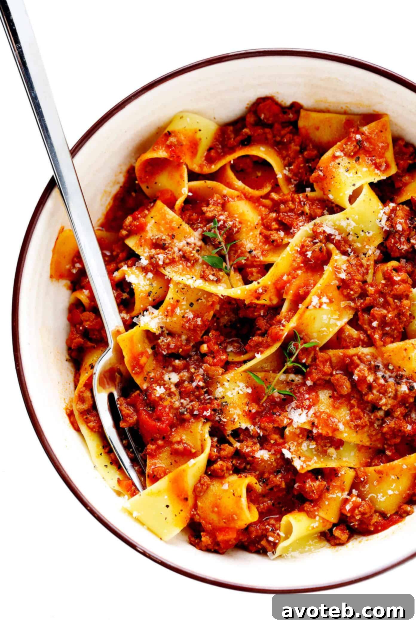 Pasta Bolognese Recipe with Pappardelle In Bowl