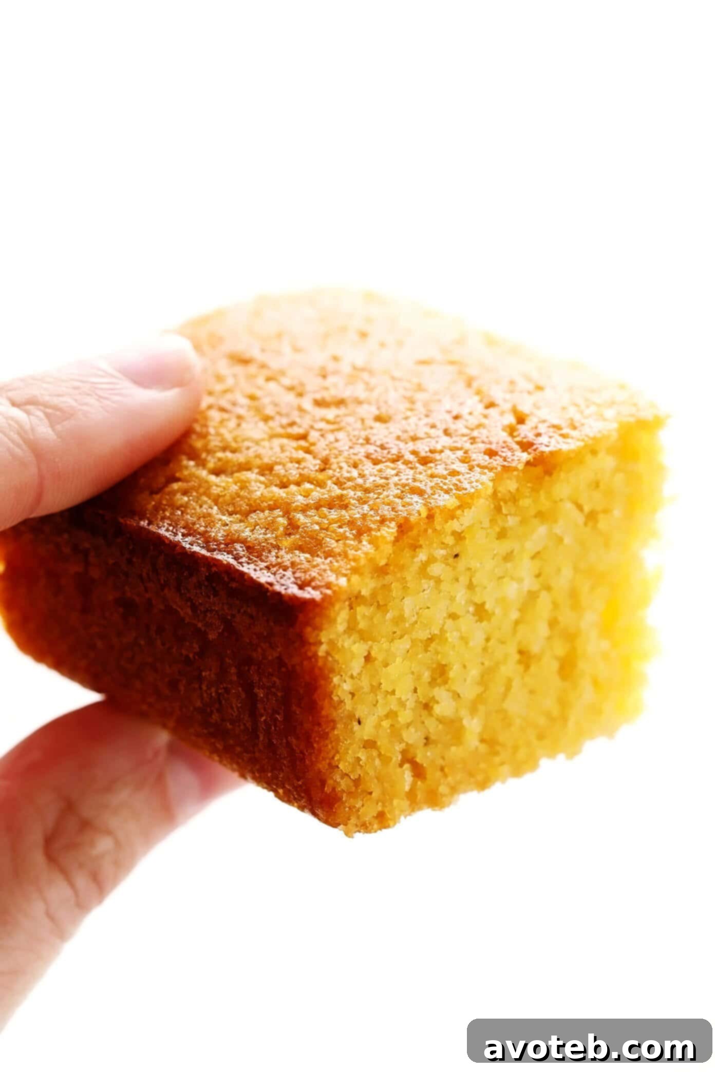 Closeup of Moist Buttermilk Cornbread with Honey