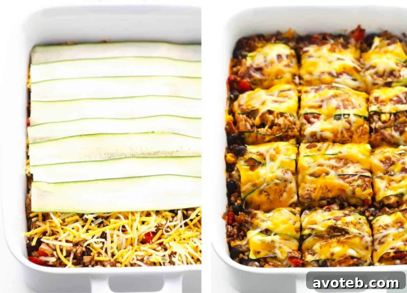 Step-by-Step Layering for Zucchini Enchilada Casserole