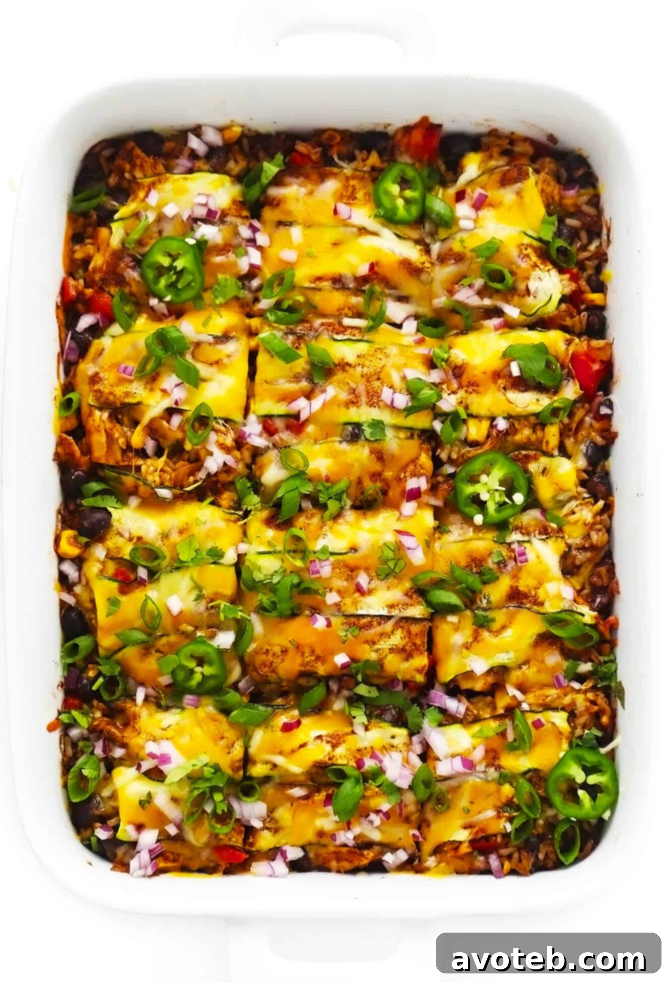 Zucchini Chicken Enchilada Casserole Fresh from the Oven