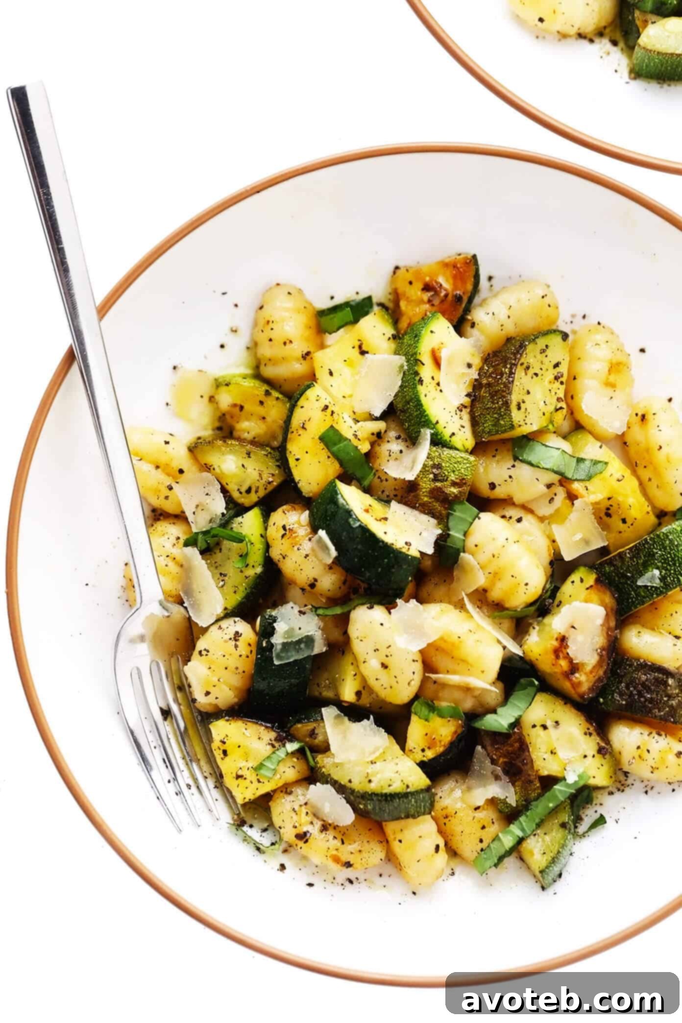 Lemon Basil Gnocchi with Zucchini served in a bowl