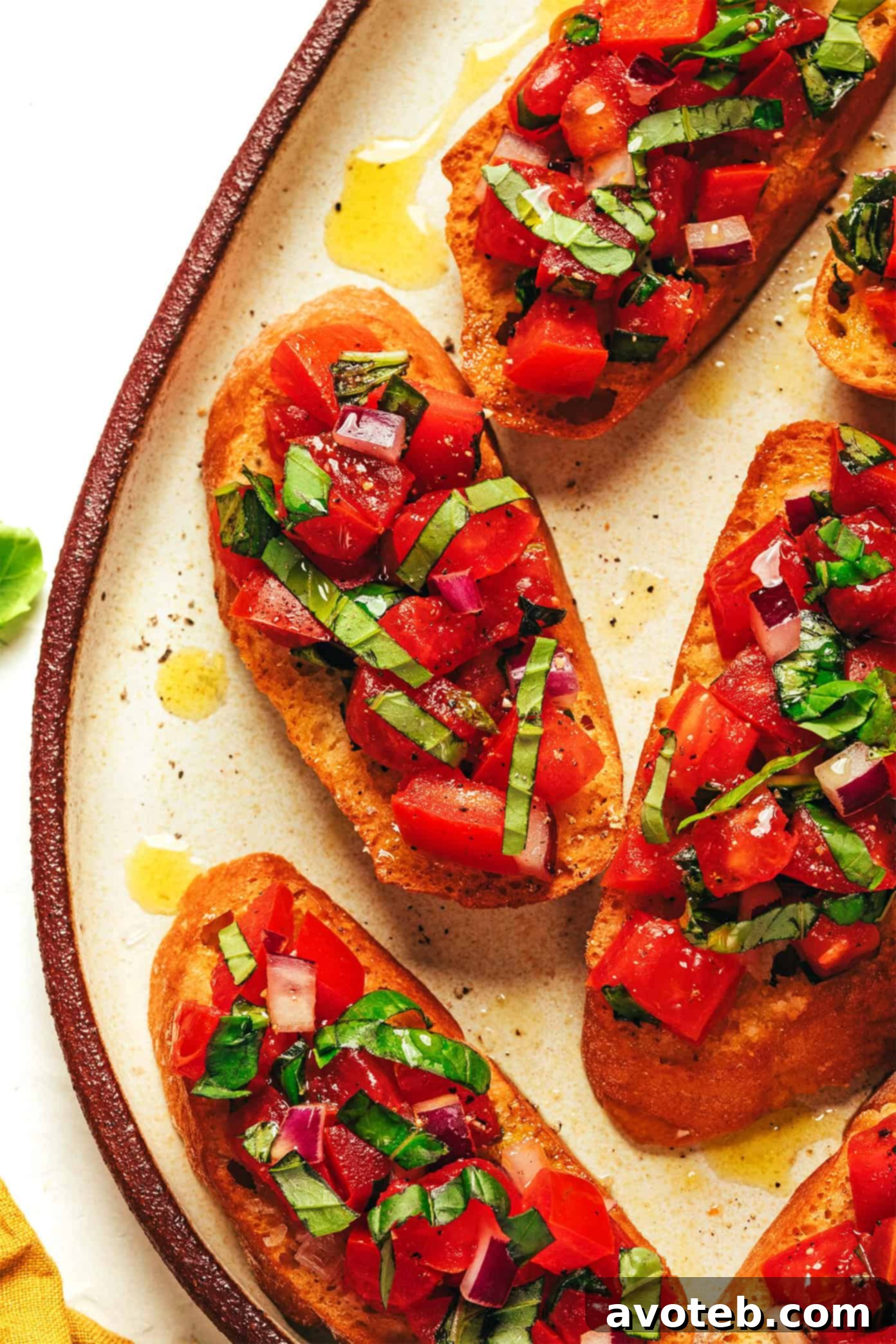 Plated bruschetta ready to be served