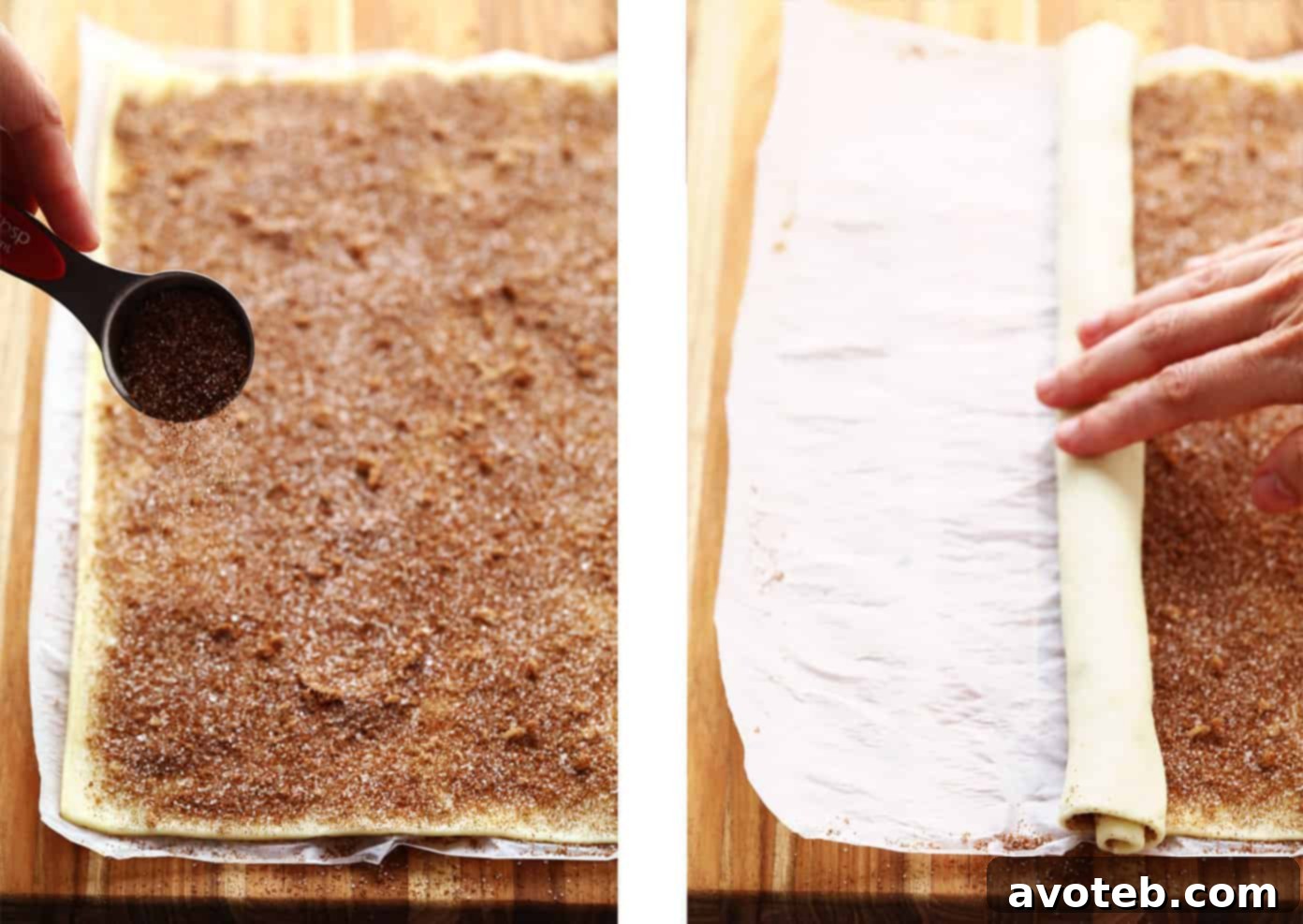 Preparing Puff Pastry Cinnamon Rolls: Rolling and Slicing