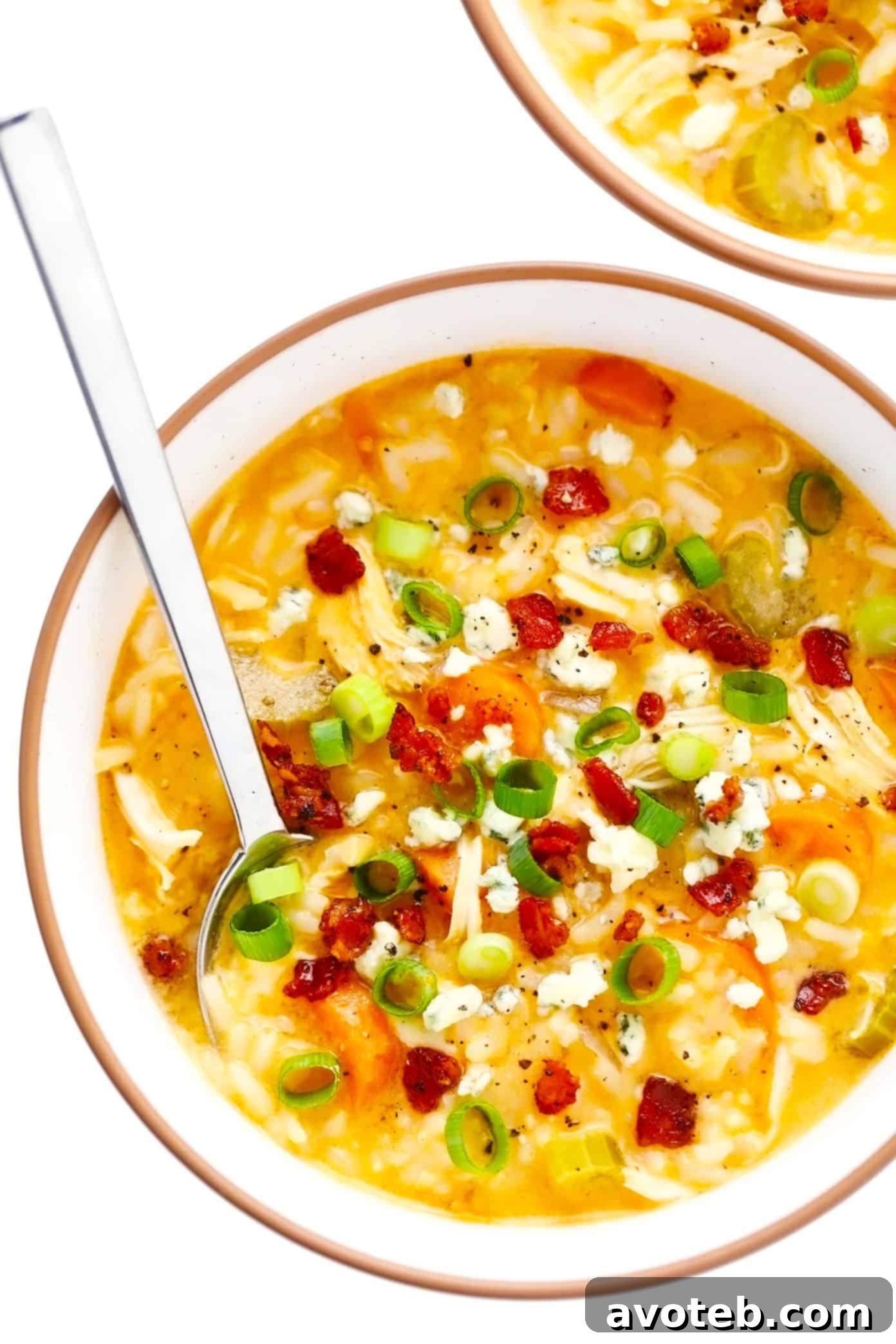 Creamy Buffalo Chicken and Rice Soup