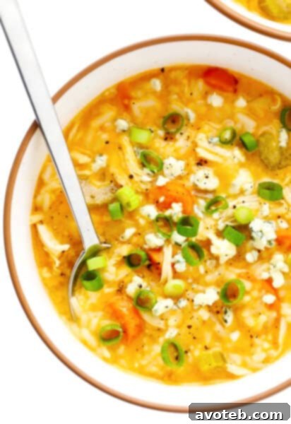 Creamy Buffalo Chicken and Rice Soup