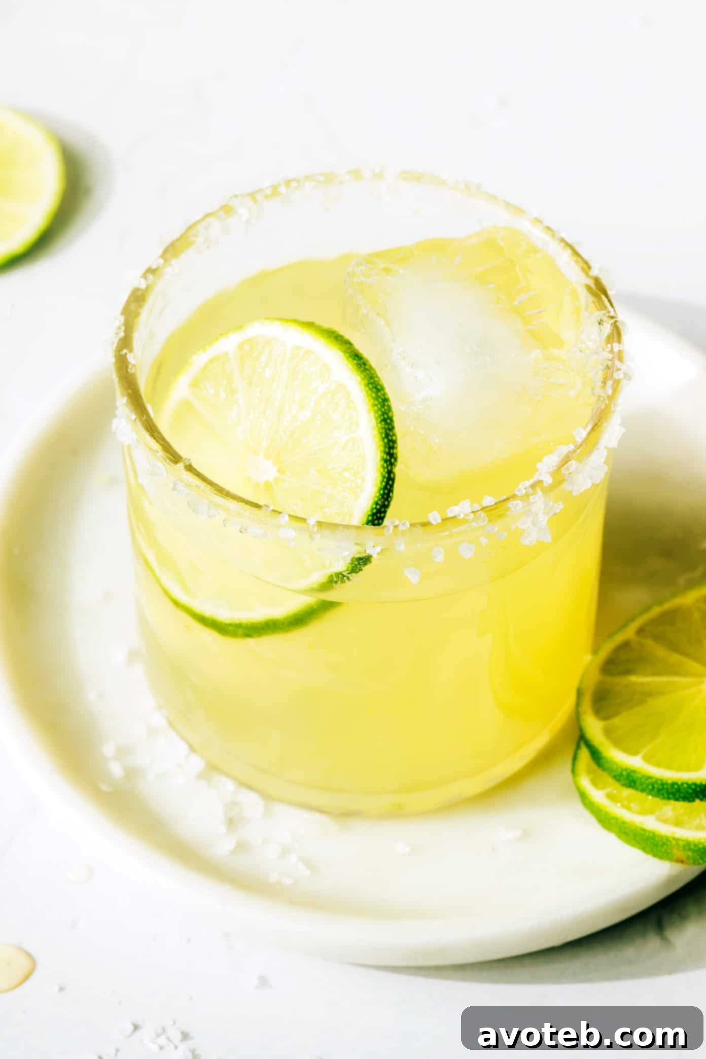 Bourbon Margarita with a salt rim on a plate