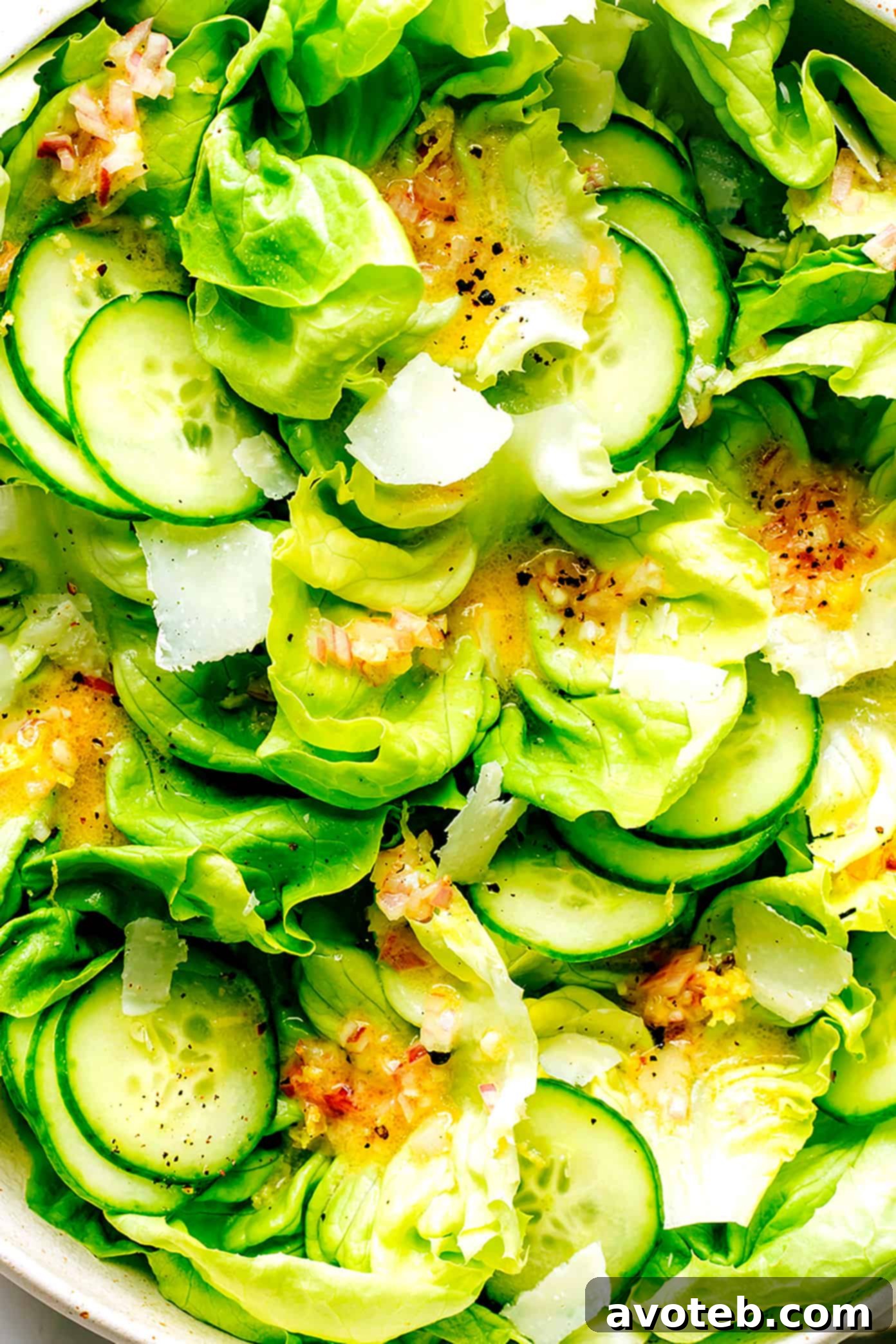 Closeup of Butter Lettuce Salad with French Vinaigrette