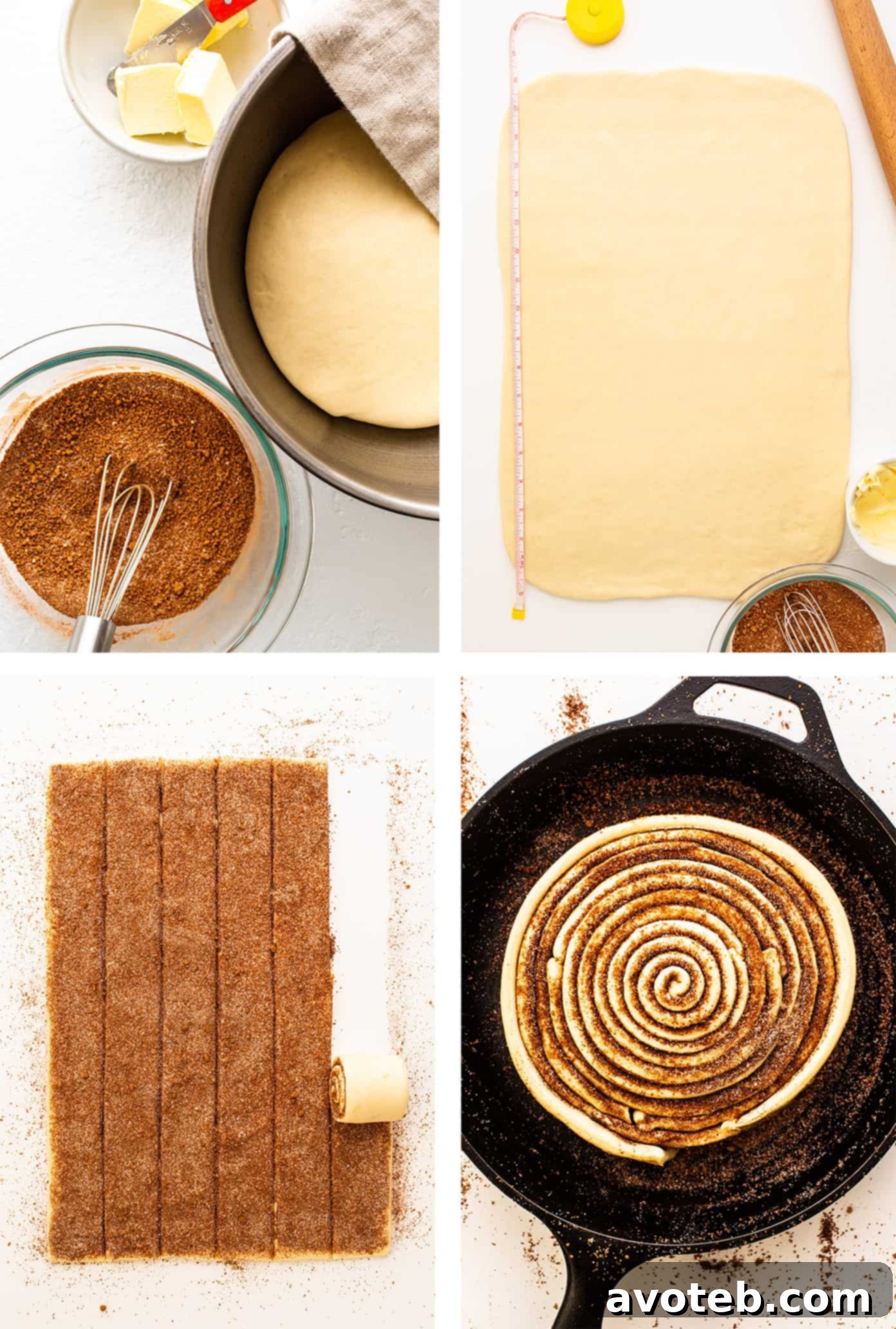 Step by step demonstration of making the soft and fluffy cinnamon roll dough for the giant cinnamon roll recipe